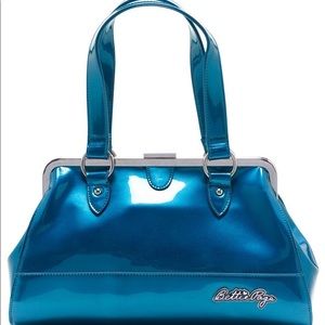 Retro Sourpuss Bettie Page Turquoise Blue Purse